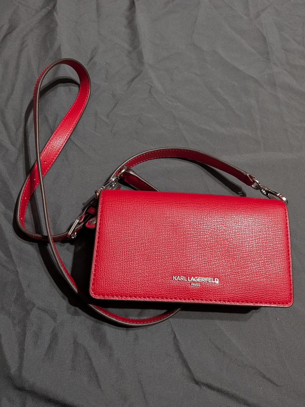 Karl Lagerfeld Red Leather Crossbody Bag